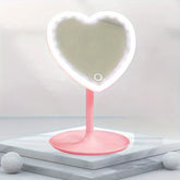 Pink Heart Shaped LED Vanity Makeup Mirror